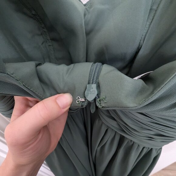 Azazie long chiffon bridesmaid dress-eucalyptus-size 4 - Picture 3 of 6